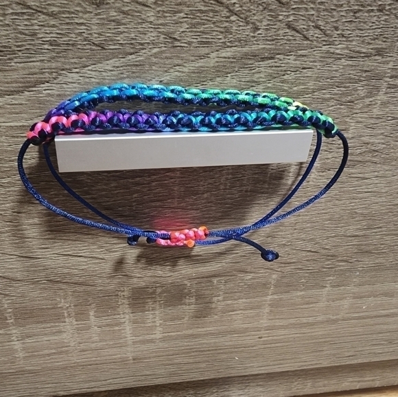 2pcs/Set handmade rainbow braided bracelets adjustable - Picture 6 of 7